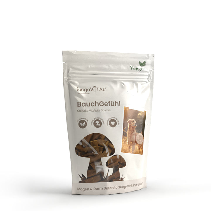 Packung fungoVITAL BauchGefühl, veganer Shiitake-Vitalpilz-Snack für Hunde