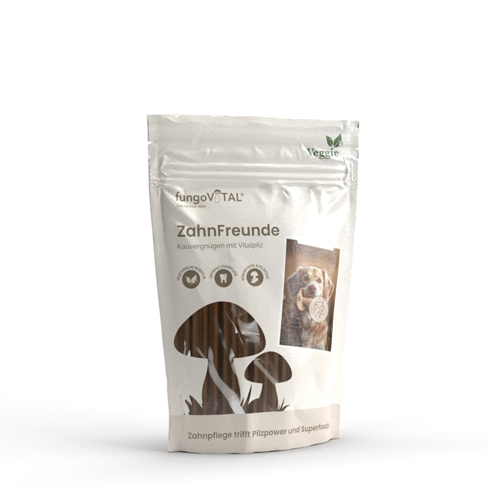 Packung fungoVITAL ZahnFreunde, Zahnpflege-Snack für Hunde mit Vitalpilzen, 180 g