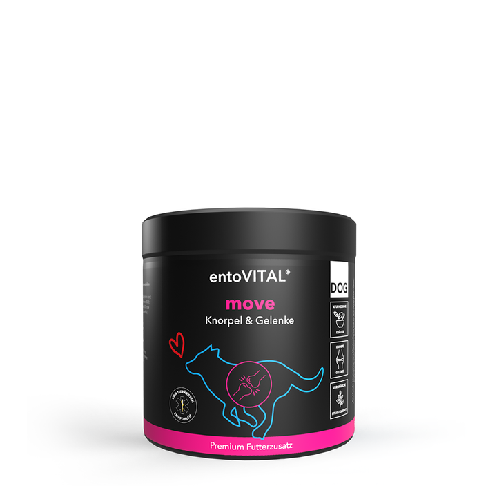 Dose entoVITAL DOG move für Knorpel und Gelenke, Premium Futterzusatz, freigestellt