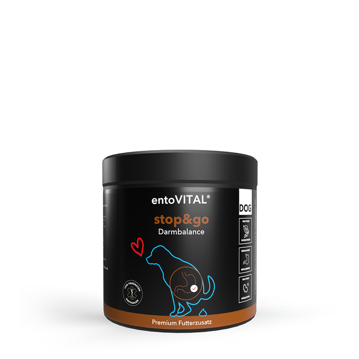 Dose entoVITAL DOG stop&amp;go für die Darmbalance, Premium Futterzusatz, freigestellt