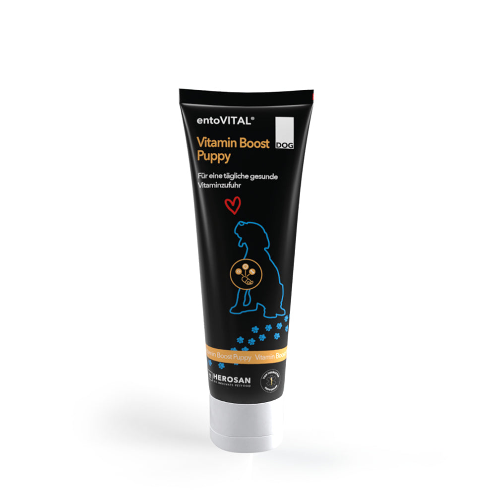 Tube entoVITAL DOG Vitamin Boost Puppy für die tägliche Vitaminzufuhr, freigestellt