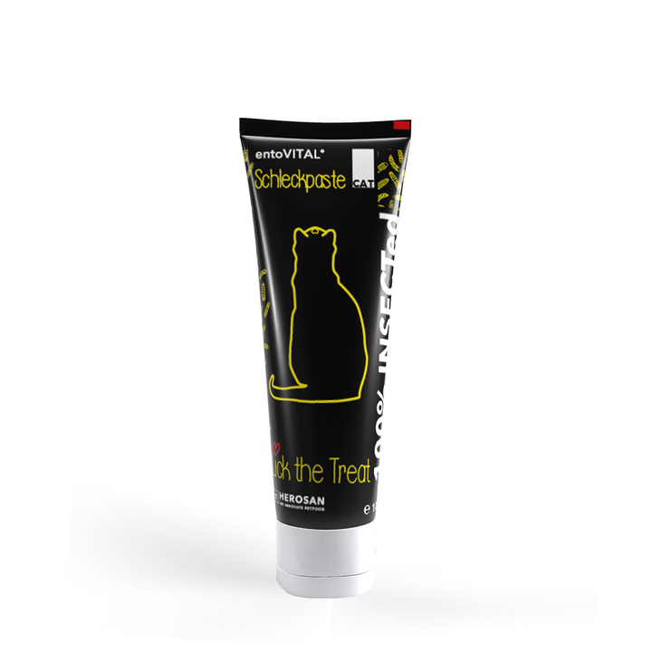 Tube entoVITAL CAT Schleckpaste mit Insektenprotein für Katzen, 100 Gramm, freigestellt